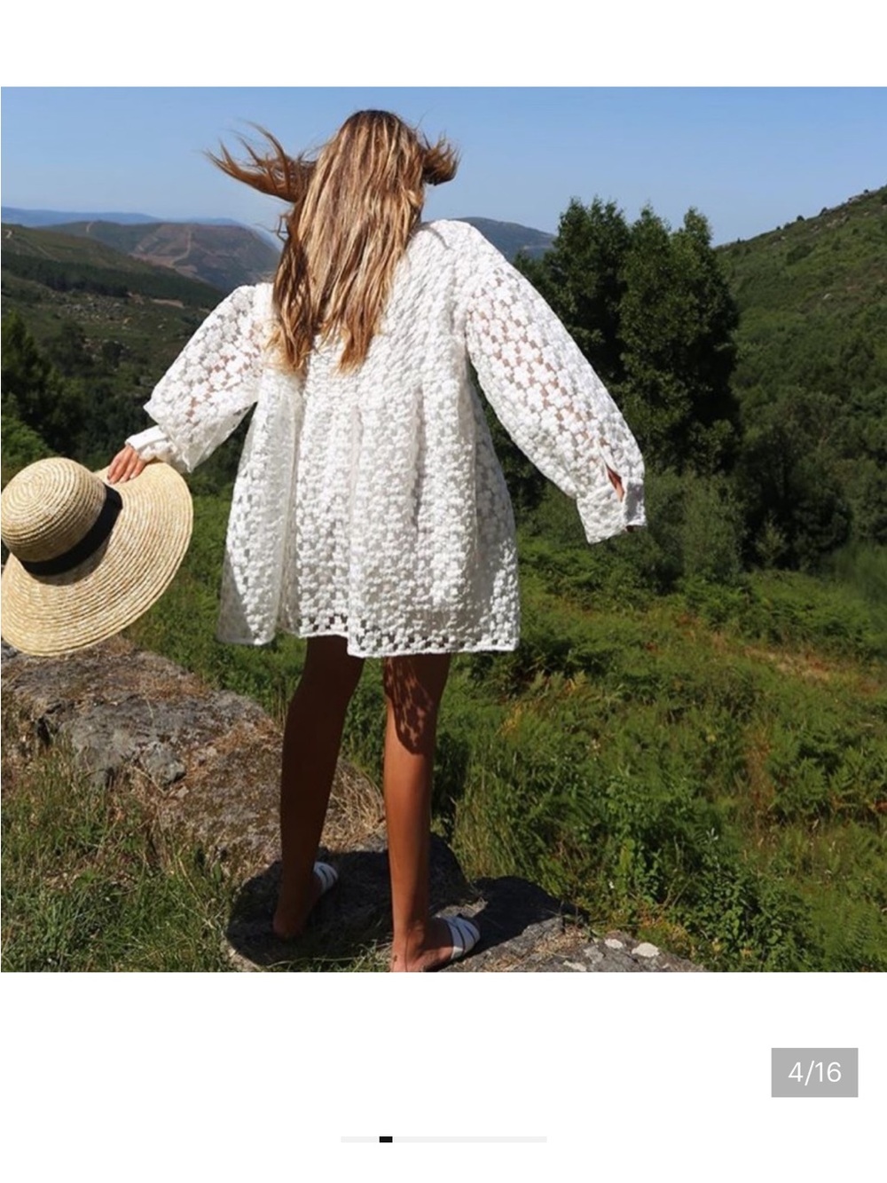 Zara White Floral Lace Tunic Dress - Picture 4 of 6